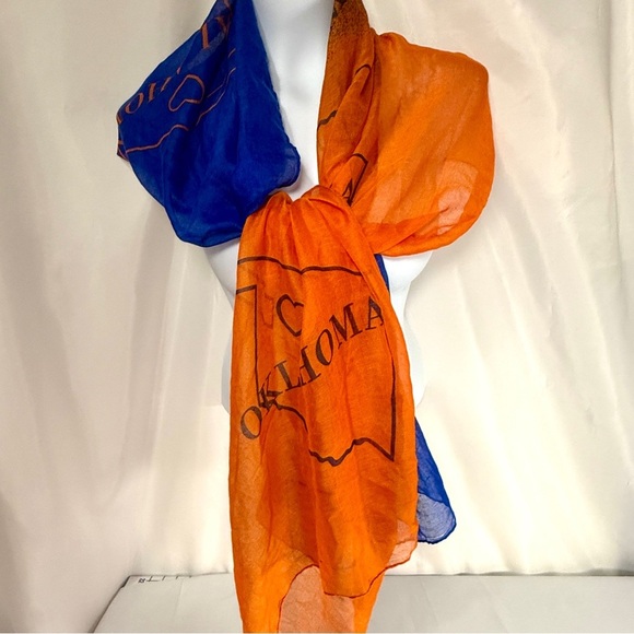 OKLAHOMA orange and blue Scarf - Picture 1 of 13
